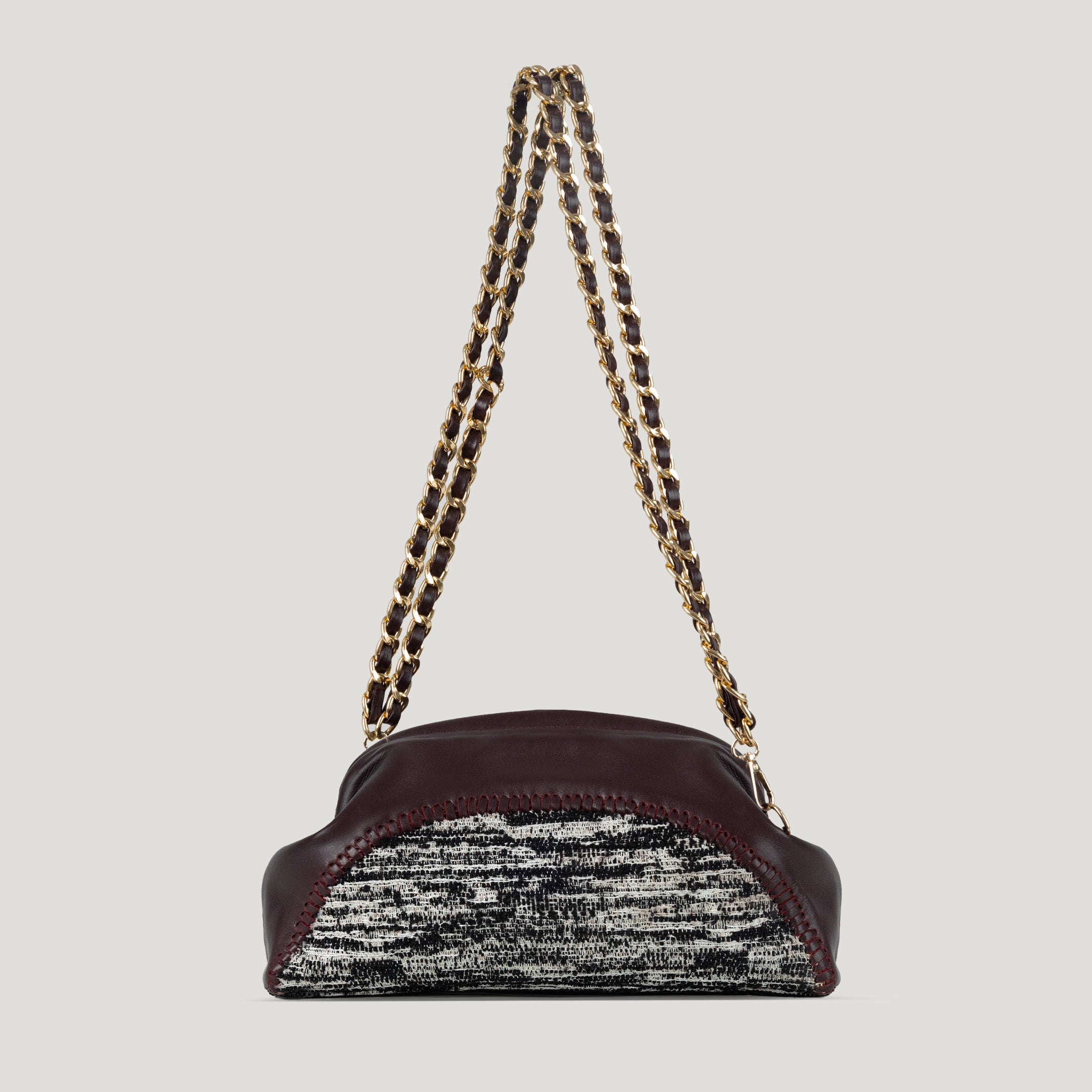 Tweed and Genuine Leather Clutch Cairo Egypt