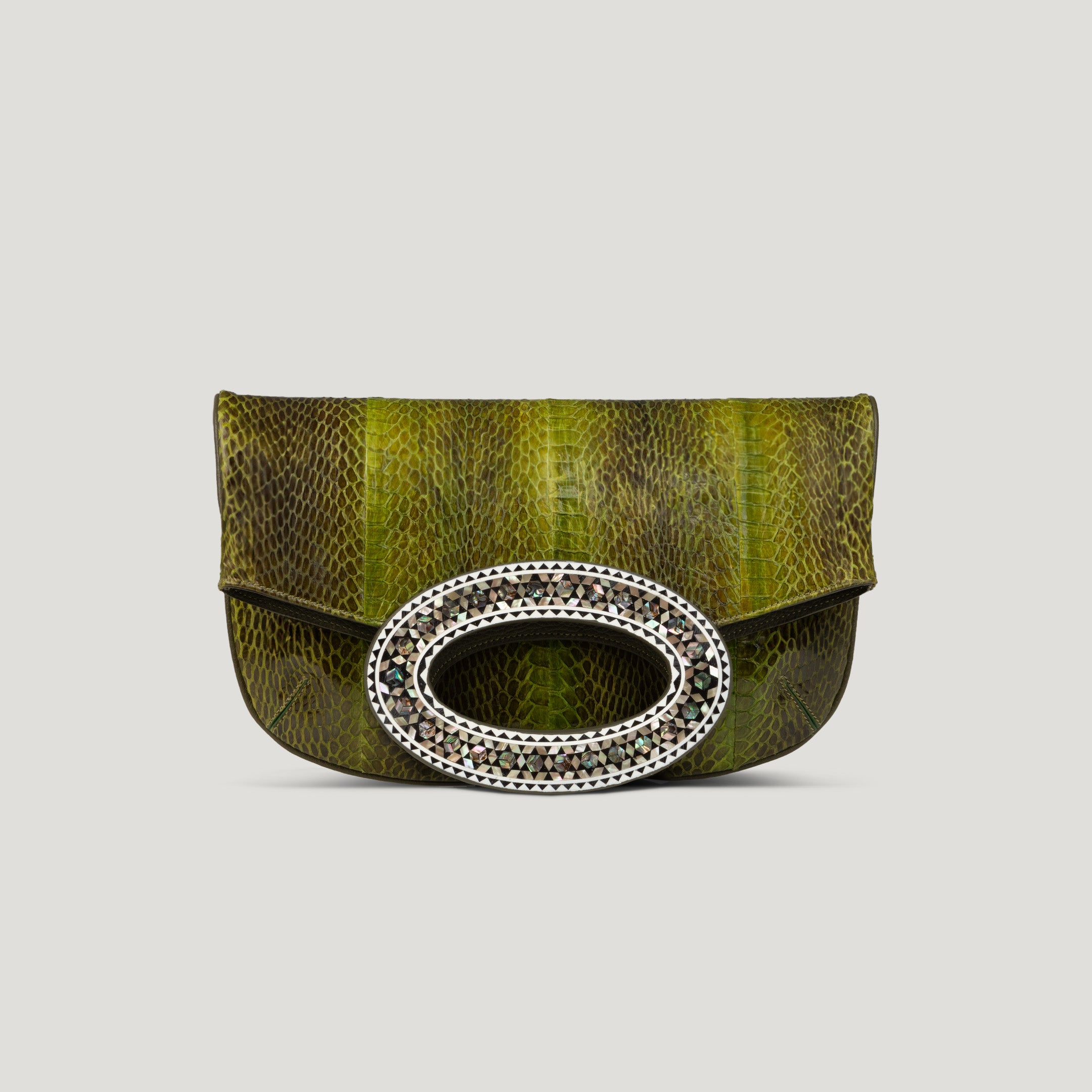 Sadafin Snakeskin Apple Green Handbag