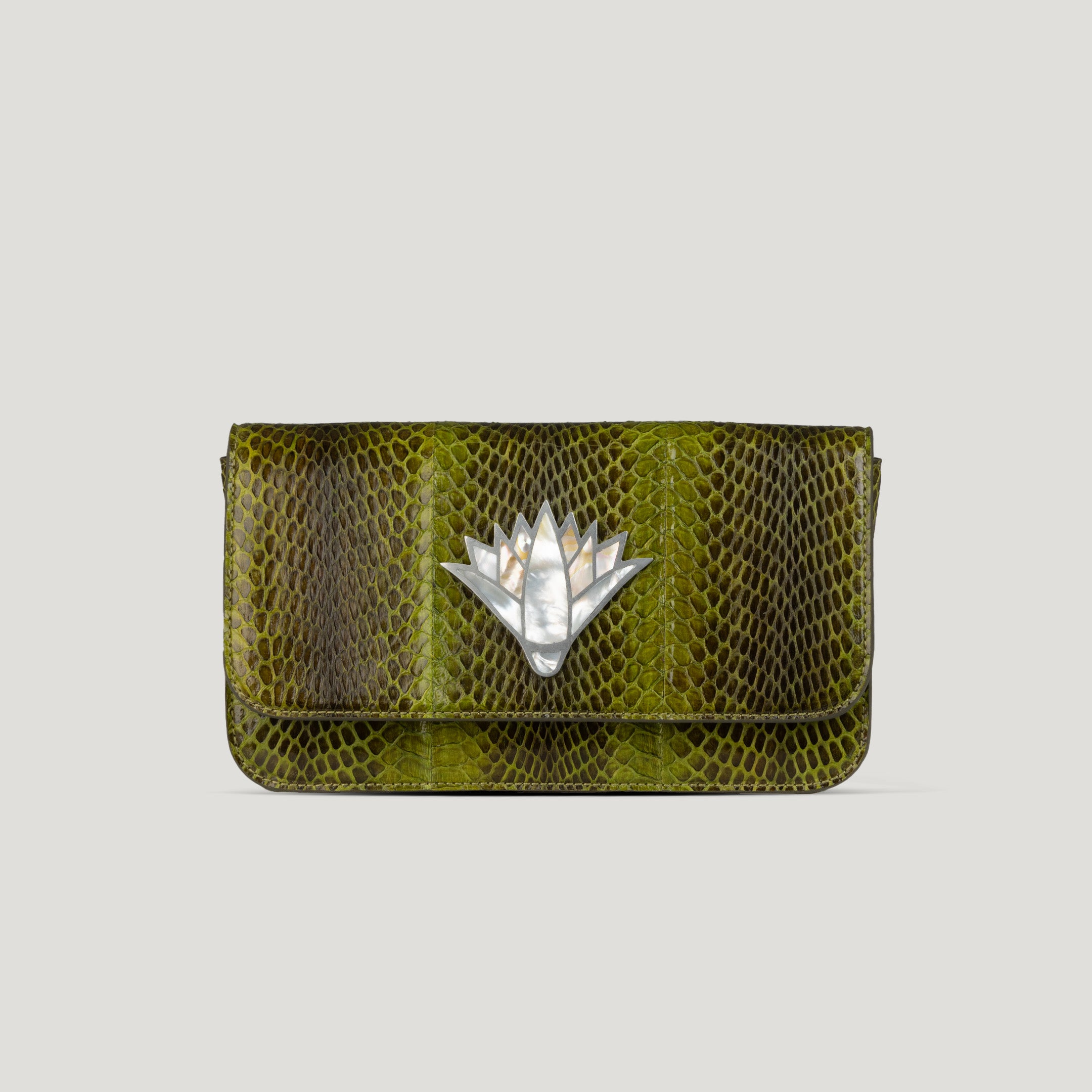 Snakeskin leather women clutch crossbody bag made in Egypt
