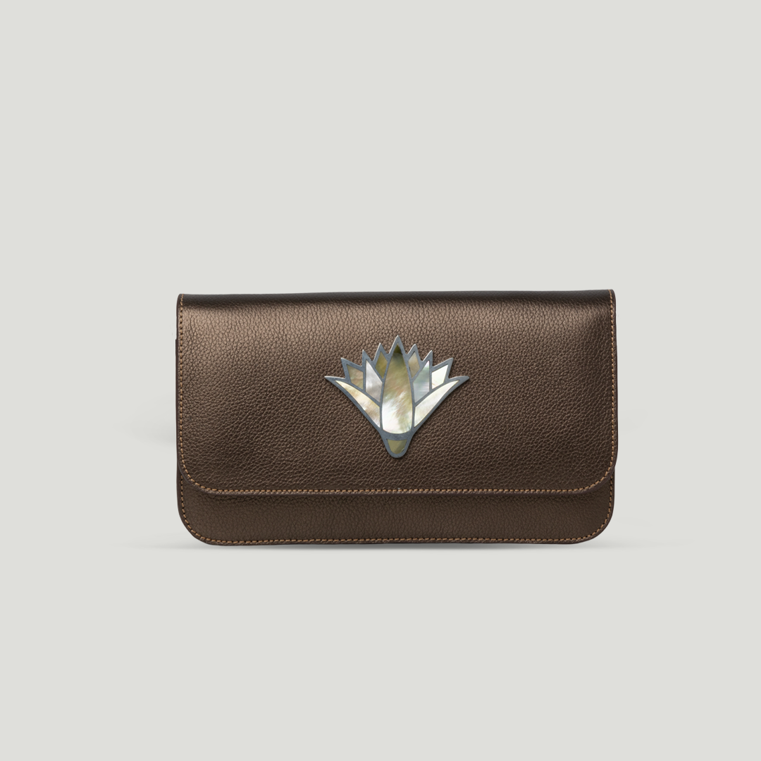 100% genuine leather women clutch crossbody bag handmade in Egypt by Nuniz Cairo
