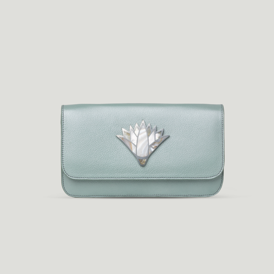 100% genuine leather women clutch crossbody bag handmade in Egypt by Nuniz Cairo