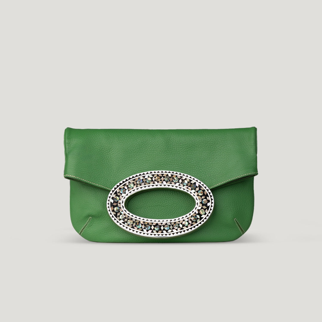 green leather purse bag sadafin Nuniz Cairo