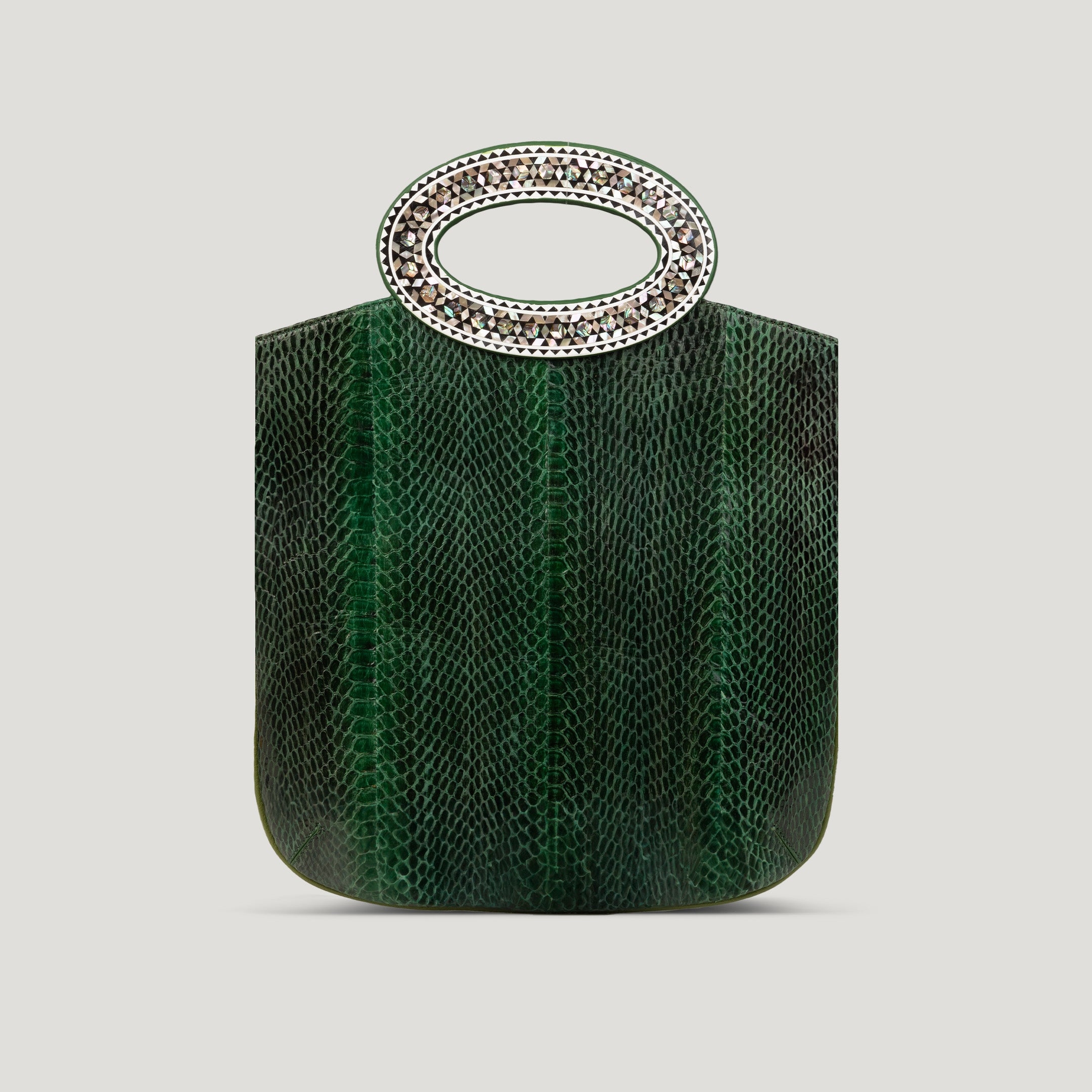 green-snake-skin leather handbag sadafin nuniz cairo