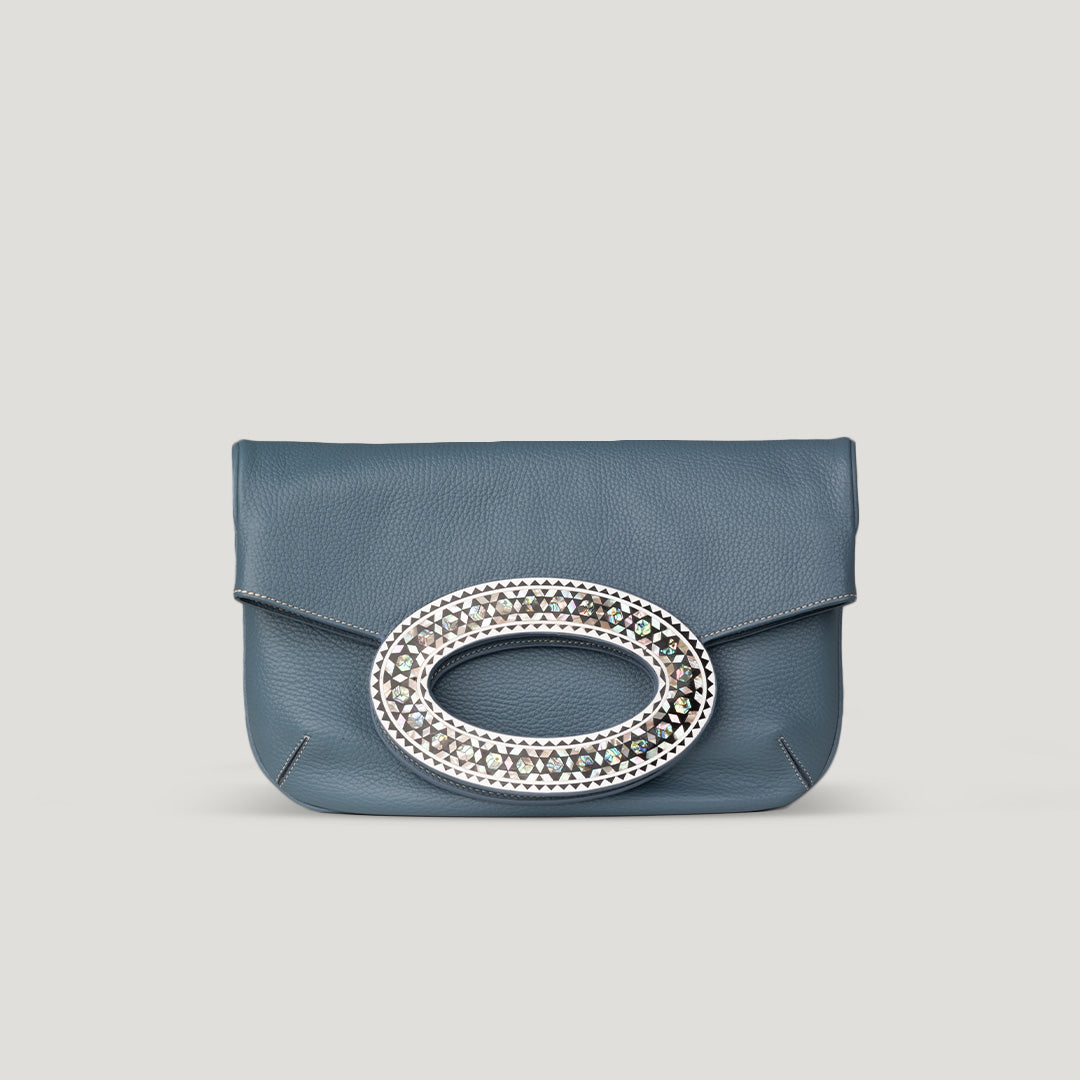leather clutch bag sadafin blue purse Nuniz
