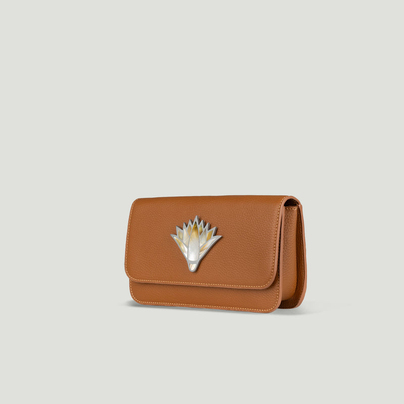 100% genuine leather lotus  clutch crossbody bag made in Egypt
