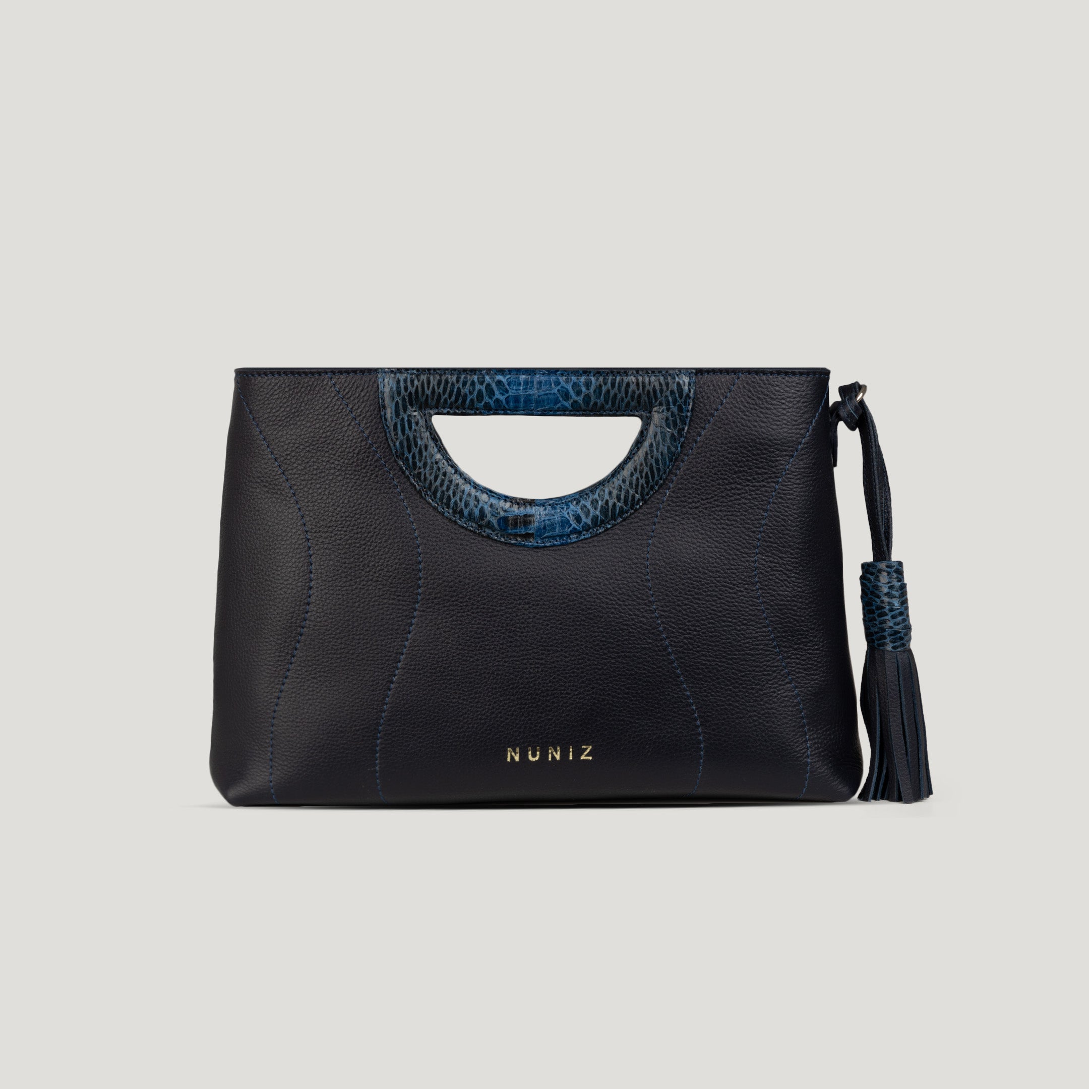 purse-bag navy blue leather cairo nuniz