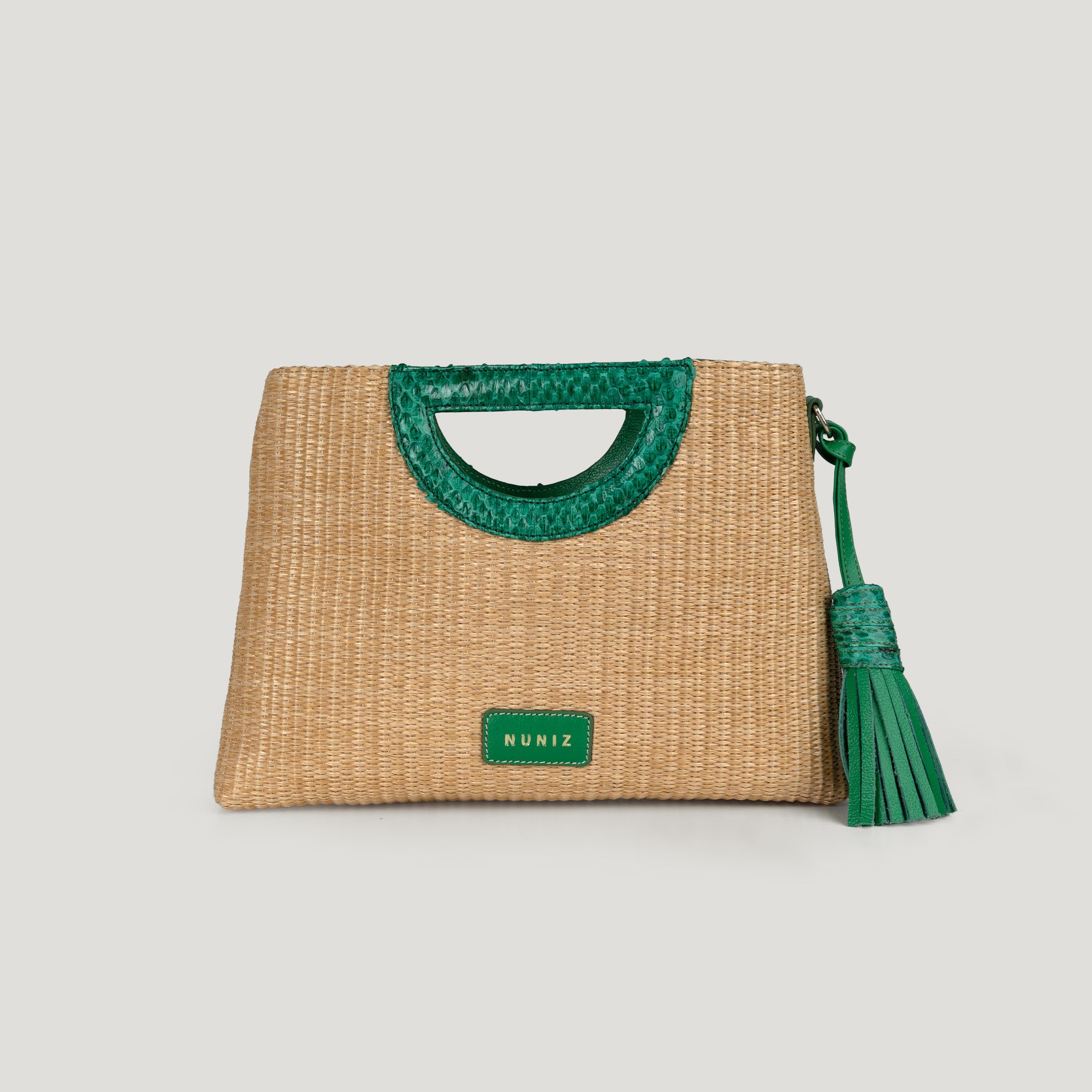 snakeskin women bag green handle cairo