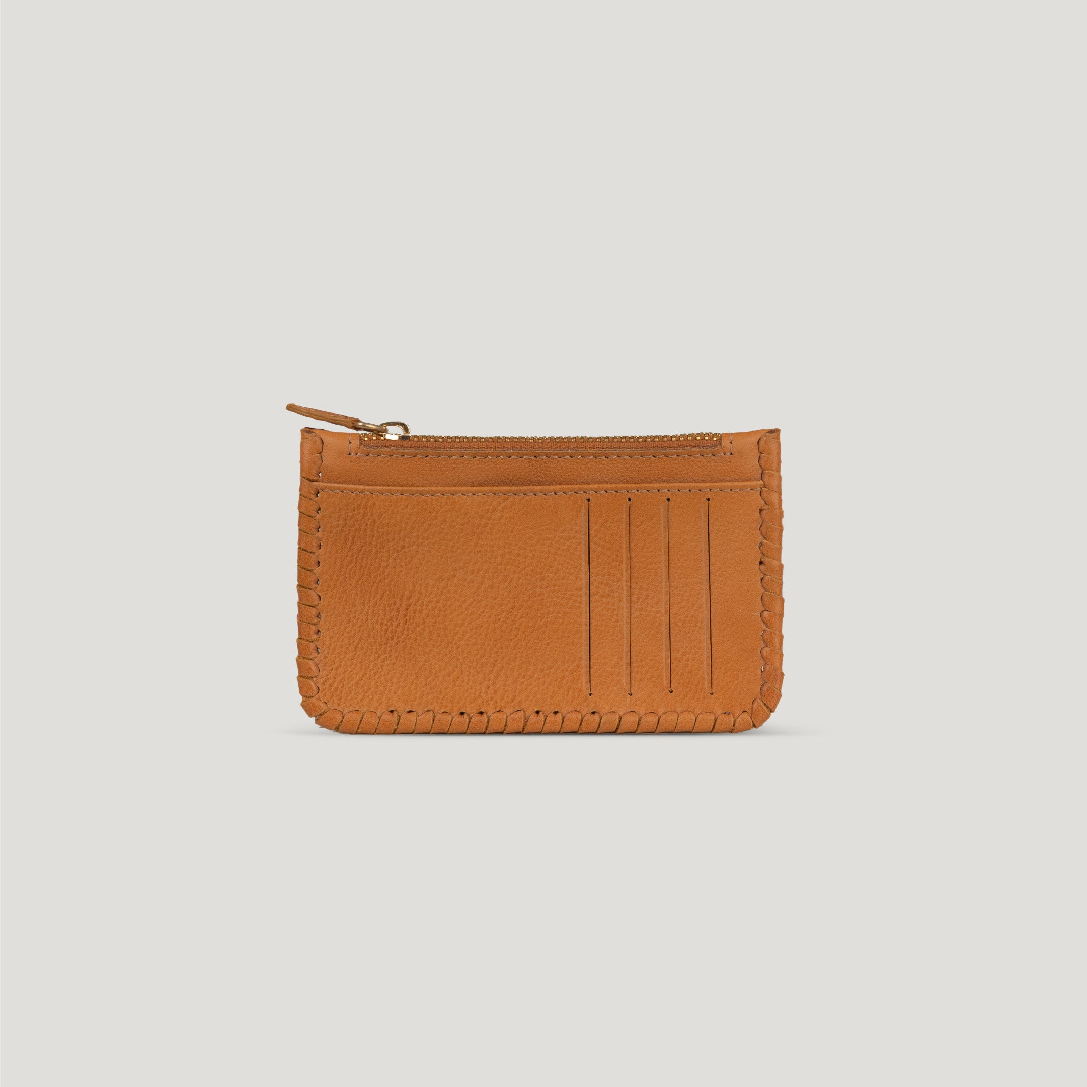 woven card holder wallet camel leather cairo