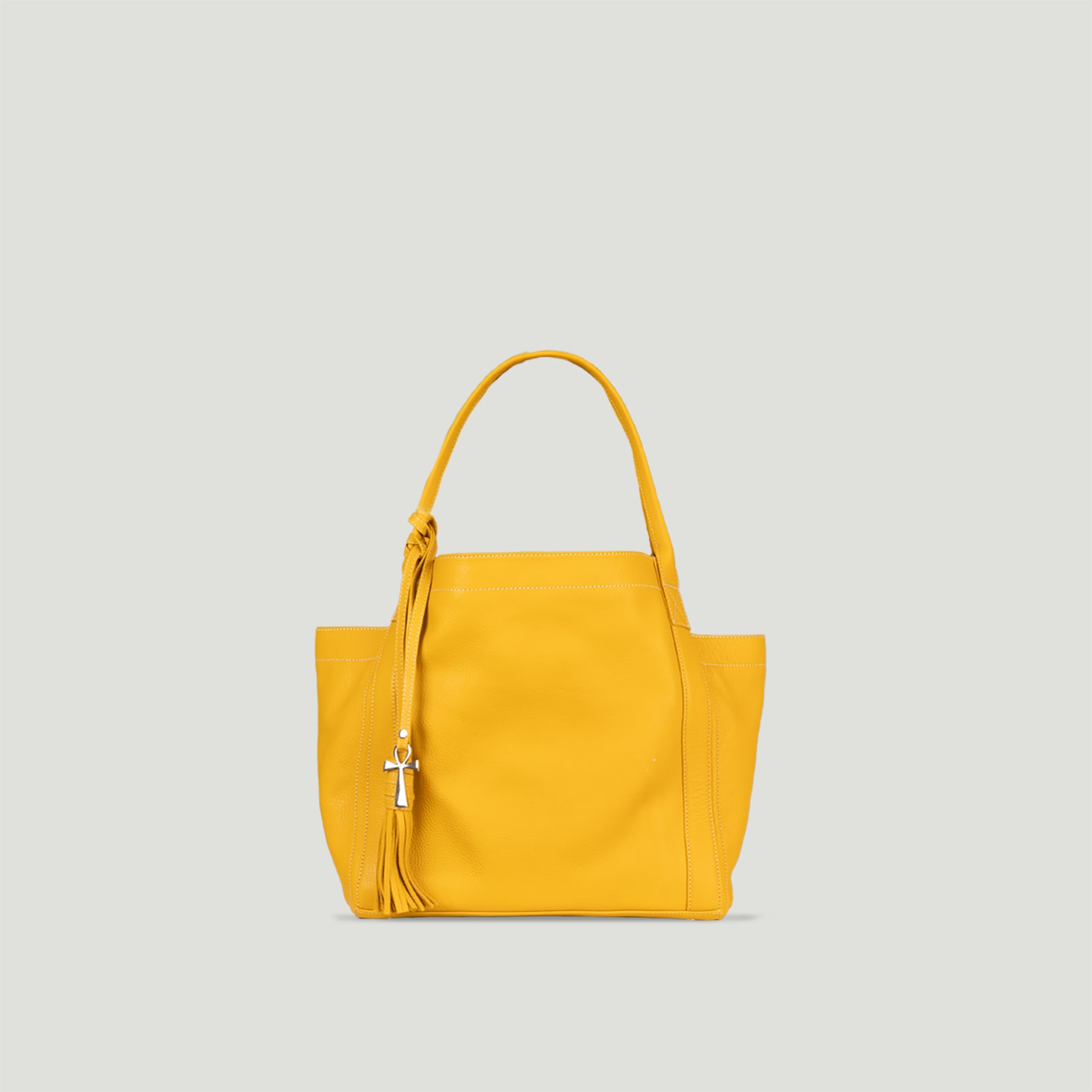 yellow leather bag shoulder straps